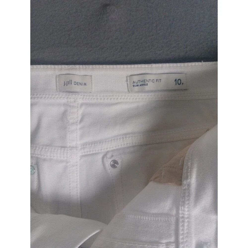 J.Jill womens Slim Ankle jeans petite 10P stretch solid white authentic fit